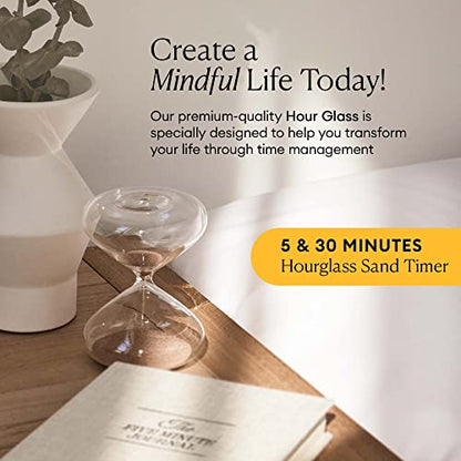 Intelligent Change Mindful Focus 5-Minute Hourglass Sand Timer, Desk Timer for Productivity and Time Management, Minimalist Hourglass Timer, Decorative Gifts, 3.3 (L) x 2.9 (W) inches - size: 5 Minutes