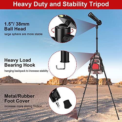 JOILCAN Tripod for Camera, 81" Camera Tripod Stand, 83 inches DSLR Tripods & Monopods, Heavy Duty Travel Tripod for Binoculars Laser Level Spotting Scope Telescope, Max Load 35lb - color: Black