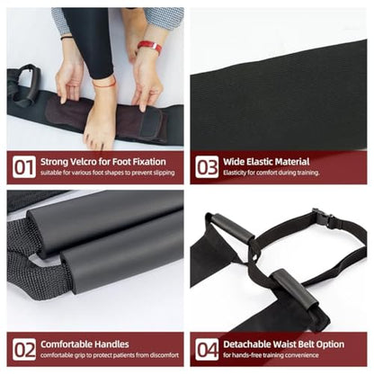 Leg Lifter Strap & Stretching Aid for Stroke Recovery, Hands-Free Physical Therapy Band for Elderly & Bedridden, Leg Rehabilitation Equipment for Knee/Hip Surgery & Foot Drop (1 Foot+ Waist Belt) - color: 1 Foot+ Waist Belt