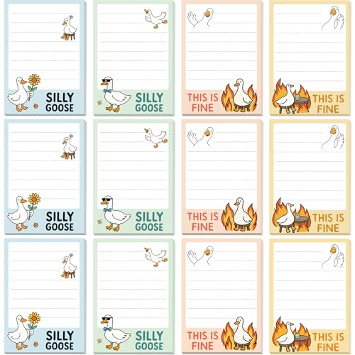 Goose Sticky Notes Gifts – 12 Pads Silly Office Gifts for Coworkers | Funny Post It Notes, 600 Sheets 3.6 x 2.4 Inch Novelty Silly Notepads, Goose Self-Stick Memo Pads for Office, School, Desktop - color: 12pcs Goose