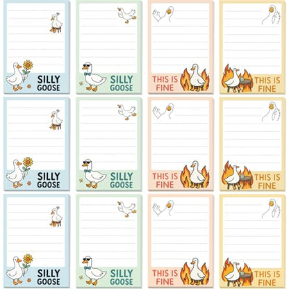 Goose Sticky Notes Gifts – 12 Pads Silly Office Gifts for Coworkers | Funny Post It Notes, 600 Sheets 3.6 x 2.4 Inch Novelty Silly Notepads, Goose Self-Stick Memo Pads for Office, School, Desktop - color: 12pcs Goose