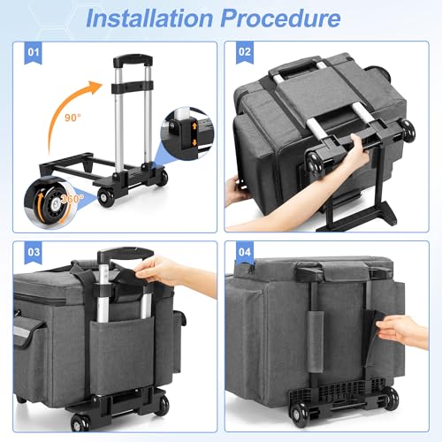 Trunab Rolling Medical Bag with Trolley & Dividers, Nurse Responder Tote - color: Grey