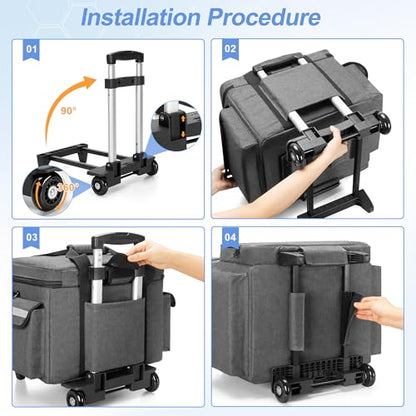 Trunab Rolling Medical Bag with Trolley & Dividers, Nurse Responder Tote - color: Grey