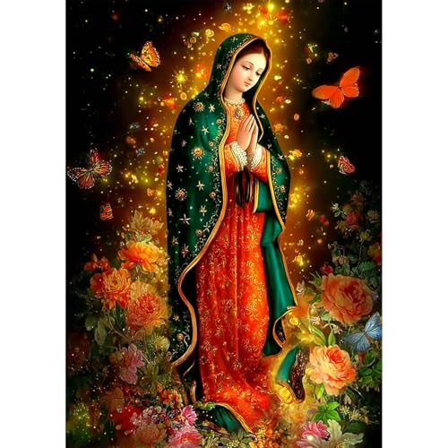 MAXBYE Diamond Art Kits for Adults, Our Lady of Guadalupe 5D Full Drill Diamond Painting Kit for Beginners, DIY Gem Art Craft for Home Wall Decor, Girls Birthday Presents 12x16in - color: ZD052