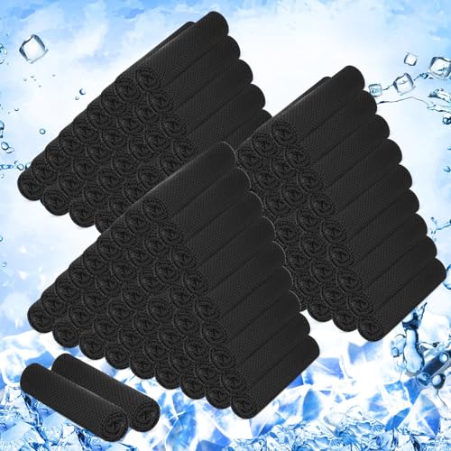 Hosuly 150 Pack Cooling Towels Bulk 40 x 12 Inch Large Chilly Breathable Sweat Sports Cold Towels Sublimation Microfiber Ice Neck Rag for Hot Weather Workout Gym Team Gift (Black) - color: Black