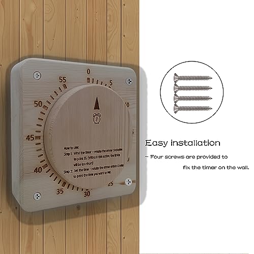 55 Minutes Sauna Timer Self-Driven MechanicalCore Timer for Sauna Room and SPA Room No Need Battery Sauna Accessory