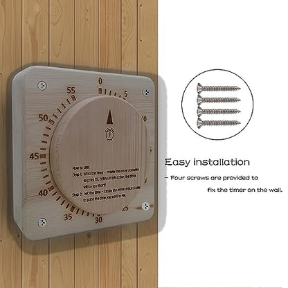 55 Minutes Sauna Timer Self-Driven MechanicalCore Timer for Sauna Room and SPA Room No Need Battery Sauna Accessory