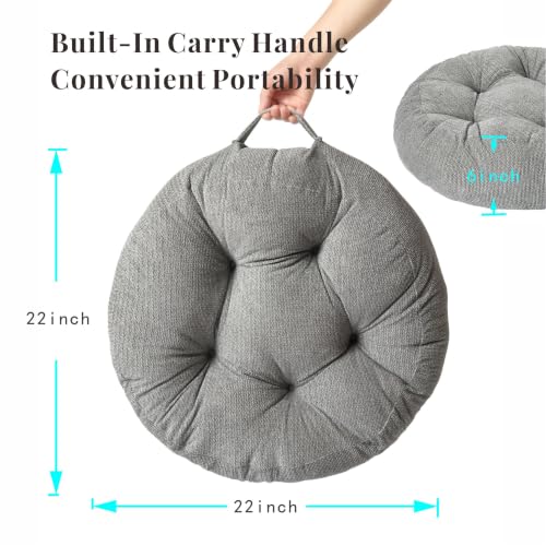 Floor Pillow Cushion with Handle for Adults Women Men - color: Gray, Round