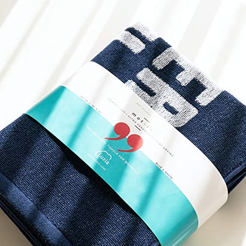 Luzia Workout Towels with Motivational Quotes for Sweat (Pack of 2) - mot-to Lightweight and Super Absorbent for Exercise, Workout, Fitness, Pickleball, Gym, Yoga, Running and Travel (Blue) - color: Blue - White, size: Set of 2