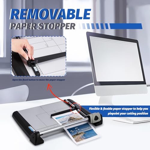 Rotary Paper Trimmer, 15 Sheets Heavy Duty Paper Trimmer, 360mm(14.17") Cutting Length, Commercial Grade Rotary Paper Cutter for Home/Office/School, Black & Silver | Sharp & Safe Blade, Effective for A4-A6 Size, Commercial Grade Rotary Paper Cutter for Ho