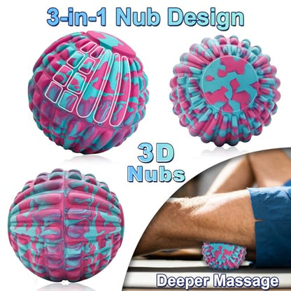 Deep Tissue Massage Ball for Exercise & Recovery - SGS Certification - Targets Back, Shoulder, Legs&Feet - Relieves Muscle Knots, Joint Pain&Tightness, Pressure Point Therapy- Myofascial Release Ball - color: Blue&pink, size: Set | 2.8 & 5.1 Inch