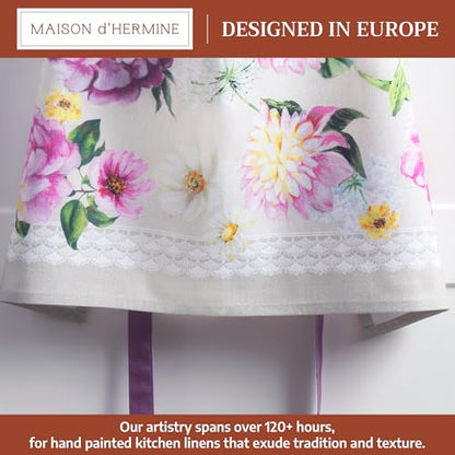Maison d' Hermine Aprons for women with Pocket 100% Cotton (27.50"x31.50") | Adjustable Neck Strap & long ties Apron Men Chef Wedding Cooking Gardening Server Maid - color: 052 - Pivoine