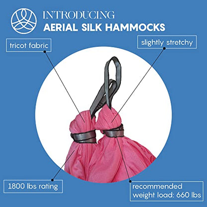Aerial Yoga Hammock Swing, 4.5 Yards, Aerial Silks with Hardware - color: Pink, size: 4.5 yards