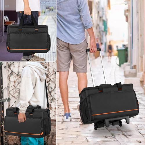 Trunab Rolling DJ Cable File Bag, Travel Gig Bag with Hard Padded Bottom