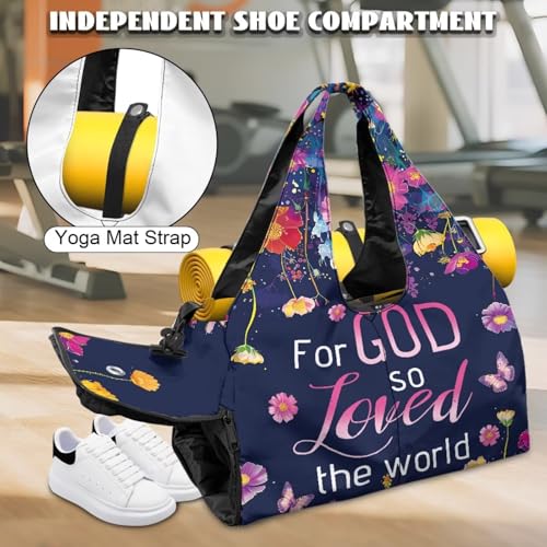 Yoga Mat Bag for Men Women Canvas Yoga Mat Carrier Take In Out Mat Easily for Beach Swim Bags Pool Sports Gym - color: GOD LOVE Print
