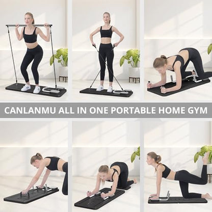 JANUA Pilates Board - Pilates Reformer Set, Multi-Purpose Foldable Pilates Reformer Board for Home, 5 in 1 Pilates Sliding Board - color: Black