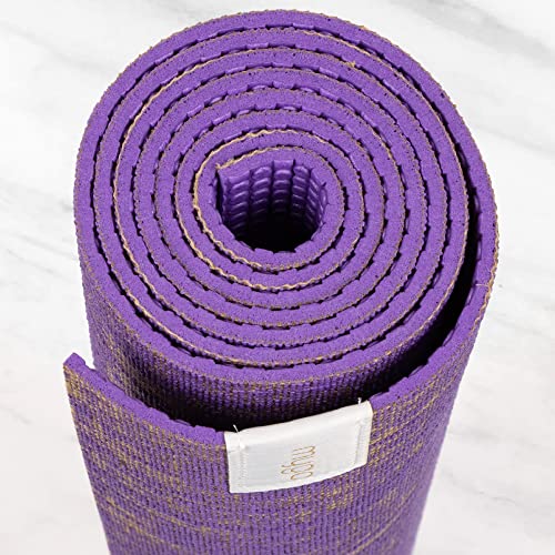 Myga Jute Yoga Mat, High Performance Vegan Floor Exercise Mat, Eco Friendly Biodegradable Yoga Mat with PVC Backing,72" x 24", 0.2" Thickness - color: Purple