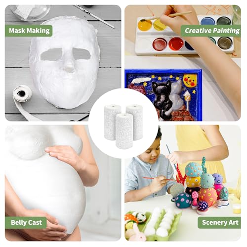 6 Pack Plaster Cloth Rolls for Belly Casting, Sculptures, Masks – Art Gauze Bandage Strips for Craft Molds (5 in x 106 in Each)