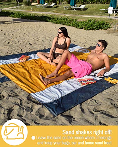 ECCOSOPHY Sandproof Beach Blanket, Oversized Sand Free Mat 9x10 ft - color: Orange