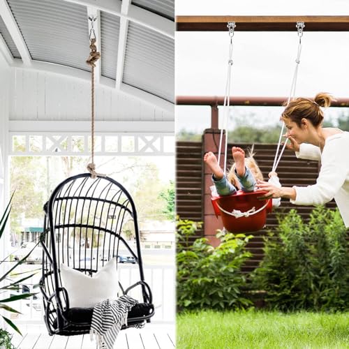 2 Packs Swing Hanger 304 Stainless Steel 1763lbs Capacity Heavy Duty Swing Hardware Set Ceiling Mount Swivel Swing Hook for Hammock Chair, Swing Hanger, Punching Bag,Yoga Outdoor and Indoor