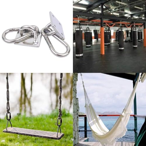 Hammock Hooks Heavy Duty 2 Pack, 1000Lbs Capacity Hammock Hanging Kit, M8 304 Stainless Steel Pad Eye Hanging Hooks for Porch Swing, Chair, Plants, Kids/Pet, Wall/Ceiling Mount, Indoor & Outdoor