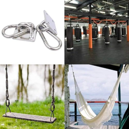 Hammock Hooks Heavy Duty 2 Pack, 1000Lbs Capacity Hammock Hanging Kit, M8 304 Stainless Steel Pad Eye Hanging Hooks for Porch Swing, Chair, Plants, Kids/Pet, Wall/Ceiling Mount, Indoor & Outdoor