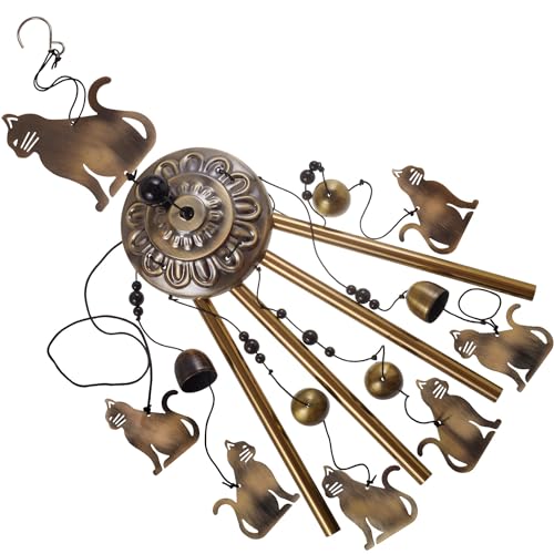 Bronze Cats Wind Chimes Decor, Mobile Wind Catcher, Retro Wind Bells, Blessing Wind Chime, Memorial Windchimes for Home, Balcony, Yard, Room, Xmas, Party, Indoor, Garden Decoration, Gifts for Mom