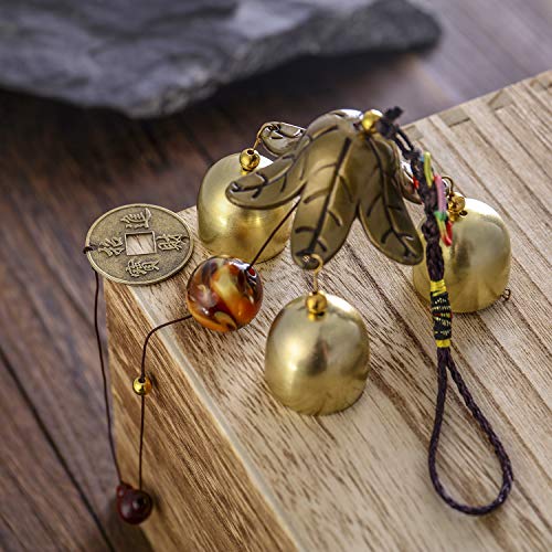 Blulu 2 Pcs Wind Chimes 3 Bells Feng Shui Wind Bell Alloy Hanging Bell Chime for Good Luck Home Garden Patio Decoration