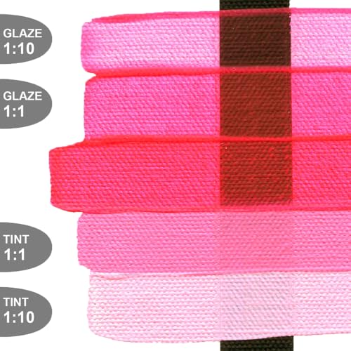 GOLDEN Fluid Acrylics, Fluorescent Pink, 4 fl. oz. Bottle | Artist grade acrylic paint with rich pigment load and a flowing constency useful for even coverage and fine details.