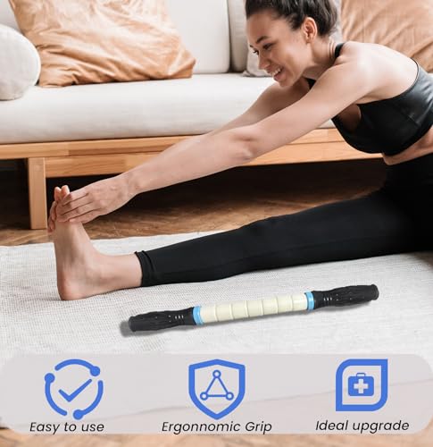 Muscle Roller Stick Ctwctr Massage Roller for Lymphatic Drainage, Cellulite Massager, Leg Massager for Circulation and Pain Relief, Deep Tissue & Trigger Point Massage - color: White