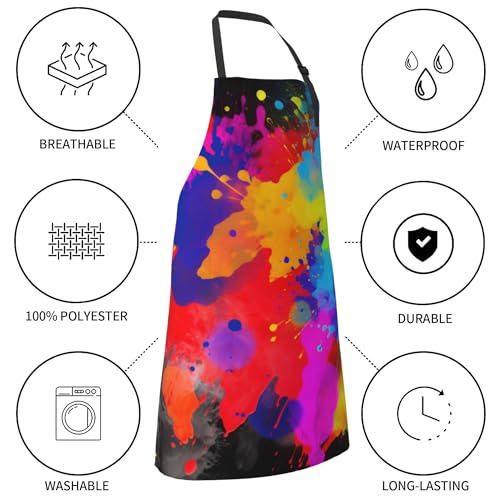 Artist Painting Apron with 2 Pockets Painters Art Aprons Gifts for Women Men - color: Color Pigment Splash Art
