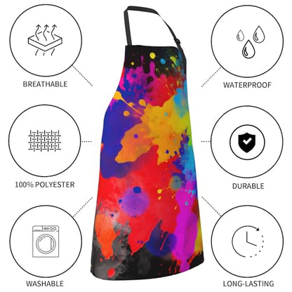 Artist Painting Apron with 2 Pockets Painters Art Aprons Gifts for Women Men - color: Color Pigment Splash Art