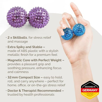 2X Spiky DBT Skill Balls | 1.25 inch | Magnetic Stress Relief Balls | Spiky Massage Balls for Relaxation, Tension Release, Focus & Mobility (Purple) - color: Purple, size: 1.25 Inch