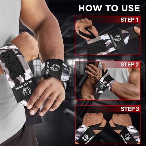 TECEUM Elastic Cotton Weightlifting Wrist Wraps with Thumb Loops, 1 Pair - color: Black Camo, style: 12" – Queen of Lifts