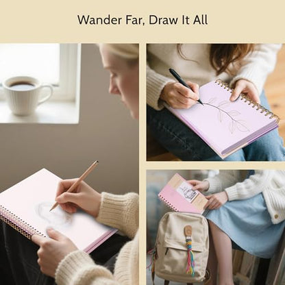 Yoment 5.5" x 8.5" Sketch Book Small Sketchbook for Drawing 100 Sheets Hardcover Spiral Sketch Pad for Kids(68lb/100gsm) Art Sketchbook Drawing Blank Paper Book for Beginner Artist with Pencil Pink | Pink,68 lb/100gsm Hardcover Sketch Pad for Kids,Art Ske