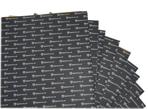 Rockville RockMat Pro 50 Sq Ft 3-in-1 Car Sound Deadener, 275mil, 20 Sheets | Foam/Rubber/Aluminum, Self-Adhesive, Waterproof, 7mm Thick, Includes Roller, Non-Toxic, Vibration Dampening, Paintable - style: 50 SQUARE FEET