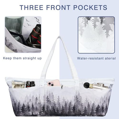 Yoga Mat Bag Yoga Mat Carrier with Shoes Compartment & Wet Pocket Pilates Bag with Zipper Pockets & Yoga Mat Holder Strap Yoga Bags and Carriers Fits All Your Stuff - color: Cloud Forest