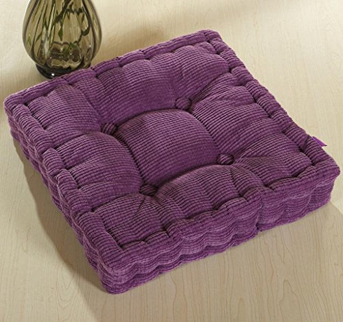 ChezMax Floor Pillow & Cushion, Large Meditation Chair Cushions, Thick Square Seat Pad, Soft Velvet Tufted Seating Pouf for Indoor/Outdoor Yoga Bench Rocking Chair Room Tatami Sofa, Purple 16"x16" - color: Purple S