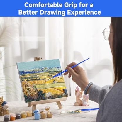 60Pcs Miniature Paint Brushes Set, Fine Detail Liner Brushes (Size 0/00/000), Tiny Paint Brushes Set, Micro Brushes for Acrylic, Watercolor, Scale Models (Red/Blue/Black)