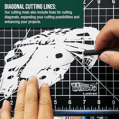 U.S. Art Supply 40"x60" Self-Healing Cutting Mat 5-Ply Green/Black | Double-Sided Green/Black Craft Mat, Non-Slip Cutting Mats for Crafts, Sewing, Quilting, Scrapbooking - color: Green/Black