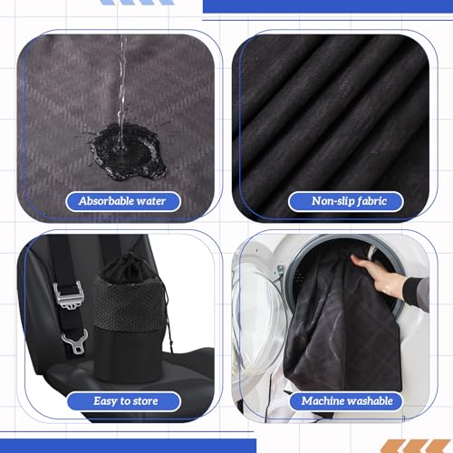 Hahafelt 2 Pack Car Seat Towel Cover with Storage Bag, Black Plaid | 63 x 32 in Car Towel Seat Cover Non Slip Waterproof, Gym Workout Swimming Running, Machine Washable Sweat Absorbent Protector - style: Black Plaid
