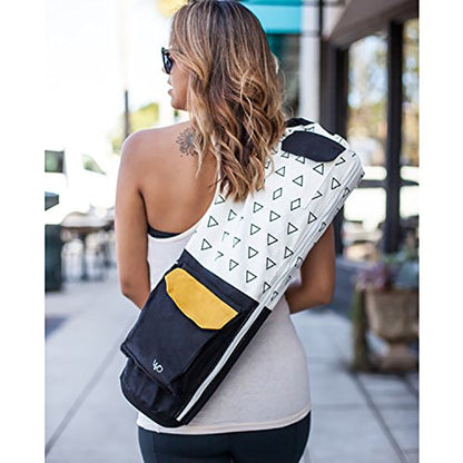 Open Road Goods Eco Friendly Yoga Mat Bag | Organic Yoga Bag For Extra Wide Mats | Yoga Mat Carrier for Men & Women: Full Zip, Adjustable Carry, Pockets, 100% Cotton Canvas - color: Triangle