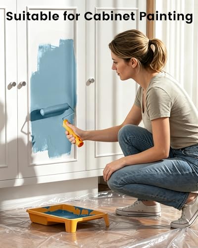voomey 15 Pcs 6 Inch Paint Roller Kit with Small Paint Roller | Paint Tray with Liners, Foam Paint Roller for Painting Door, Walls, Cabinet - style: 15pcs 6inch paint roller kit