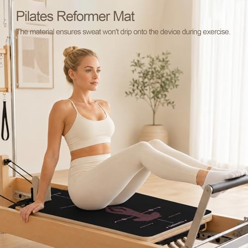 Pilates Reformer Mat, Non Slip Backing Reformer Mat Cover for Pilates Machine, Exercise Mat with Sweat-Wicking Surface, Foldable Pilates Mat Home Gym Yoga Training, 39" x 24" - color: BlackPink
