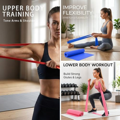 TPE Yoga Resistance Bands Flat Stretch Design Back Stretching Support for Yoga, Dance, Home Fitness and Flexibility Training - color: Pink