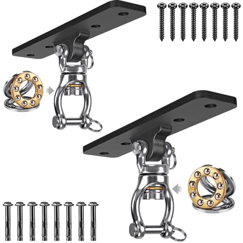Dolibest 2 Pack Heavy Duty Swing Hangers, Swing Set Accessories for Indoor and Outdoor Playground, Porch Swing, Hanging Kit for Wooden and Concrete Set with 8 Wood Screws and 8 Expansion Bolts, 900LB - color: Black Swing Hanger- 2 Pack