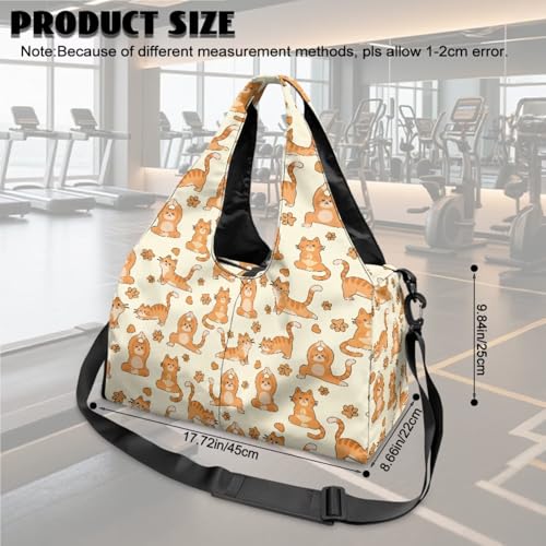 Yoga Gym Bag with Removable Adjustable Shoulder Strap, Shoe Compartment & Top Yoga Mat Holder 17.72x8.66x9.84in - color: Creative Yoga Cat Footprint Print