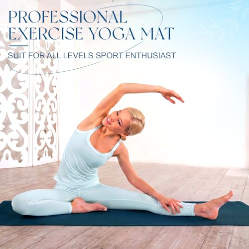 Funtery 3 mm Thin Yoga Mats Bulk, 68 x 24 in - color: Ocean Blue