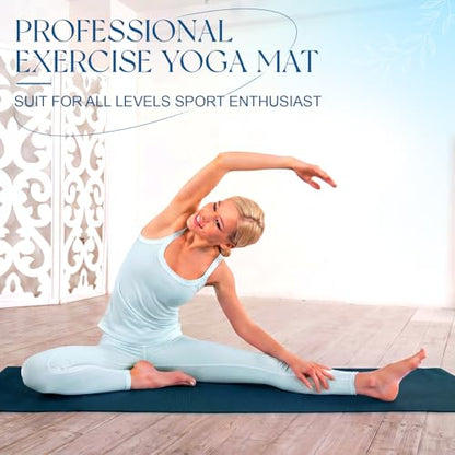 Funtery 3 mm Thin Yoga Mats Bulk, 68 x 24 in - color: Ocean Blue