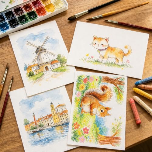 Fyess 120 Sheets Watercolor Paper Bulk, 5x7 Inch Cold Press Watercolor Paper, 140lb/300 GSM Textured Art Paper for Beginners, Students, Hobby Painting & DIY Crafts